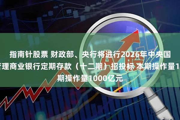 指南针股票 财政部、央行将进行2026年中央国库现金管理商业银行定期存款（十二期）招投标 本期操作量1000亿元